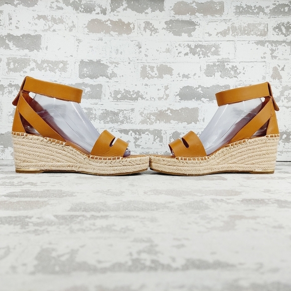 New Franco Sarto Callia Tan Leather Ankle Strap Wedge Sandal T302 - Picture 7 of 12